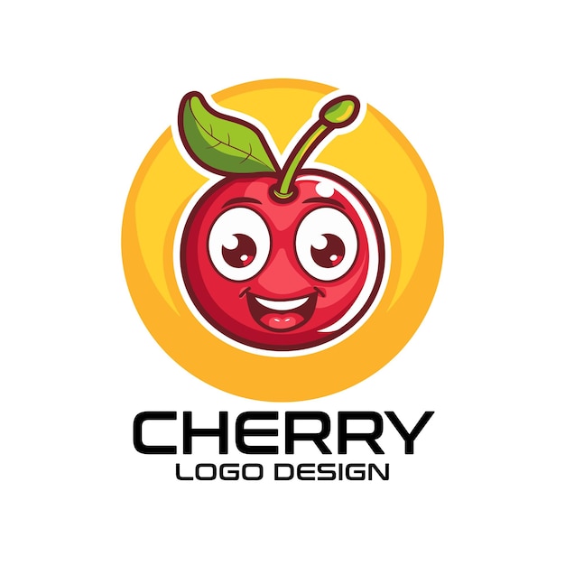 Diseño del logotipo de la mascota de dibujos animados Cherry