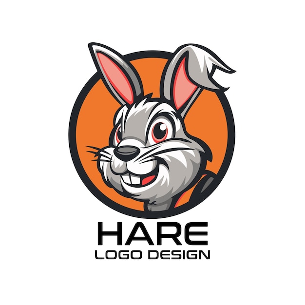 Diseño del logotipo de la mascota de dibujos animados de la liebre
