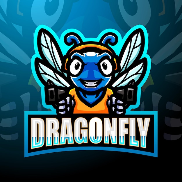 Diseño de logotipo de mascota dragonfly esport