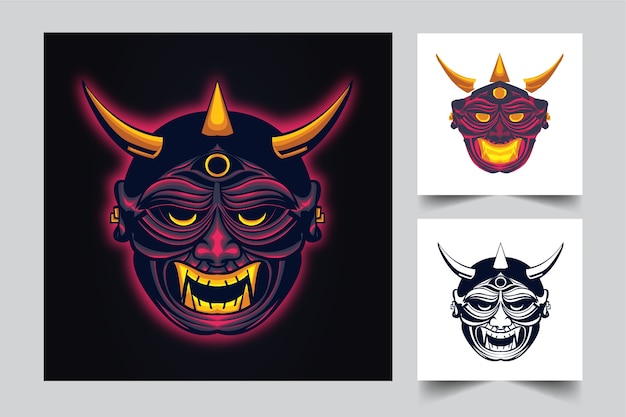 Diseño de logotipo de mascota enojado de Satanás con estilo moderno de concepto de ilustración para presupuesto