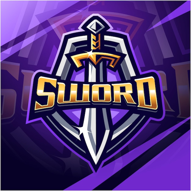 Diseño de logotipo de la mascota de espada esport