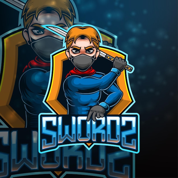 Diseño de logotipo de la mascota de espada esport