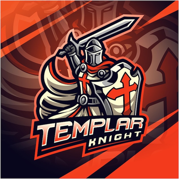 Diseño de logotipo de la mascota de esport de los caballeros templarios