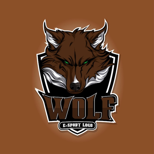 Vector diseño de logotipo de mascota de esport de cabeza de lobo