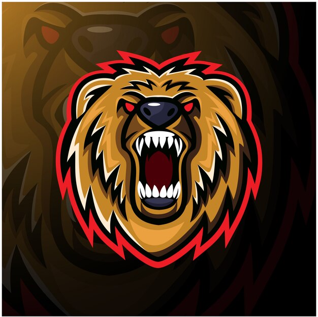 Diseño de logotipo de mascota de esport de cabeza de oso