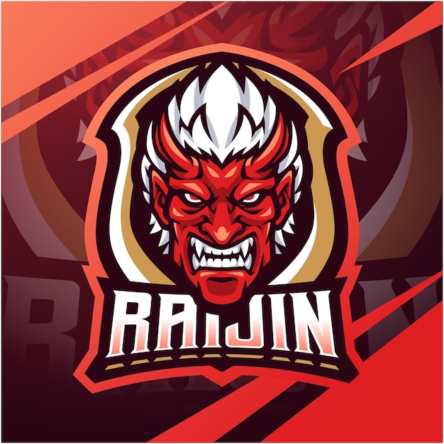 Diseño de logotipo de mascota de esport de cabeza de Raijin