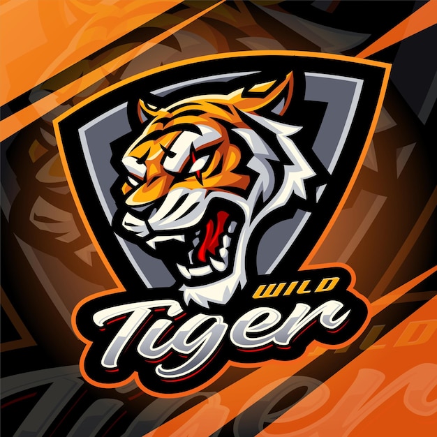 Diseño del logotipo de la mascota de esport de cabeza de tigre