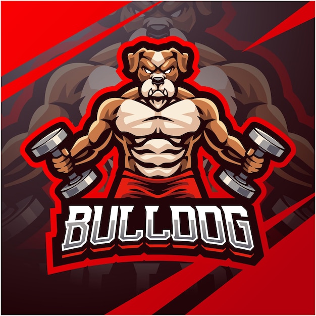 Diseño de logotipo de mascota de esport de gimnasio de bulldog