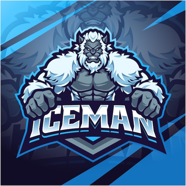 Diseño de logotipo de mascota de esport de hombre de hielo