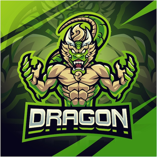 Diseño de logotipo de mascota de esport de luchador de dragón