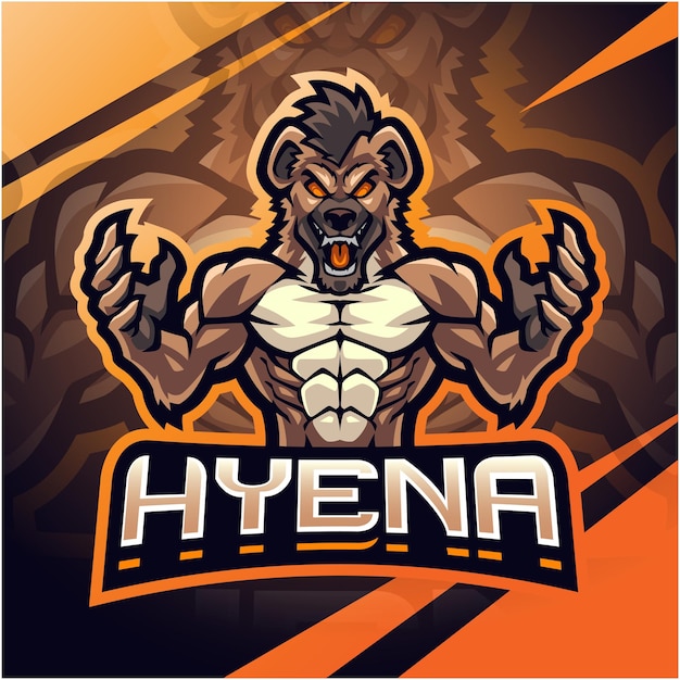 Diseño de logotipo de mascota de esport de luchador de hiena