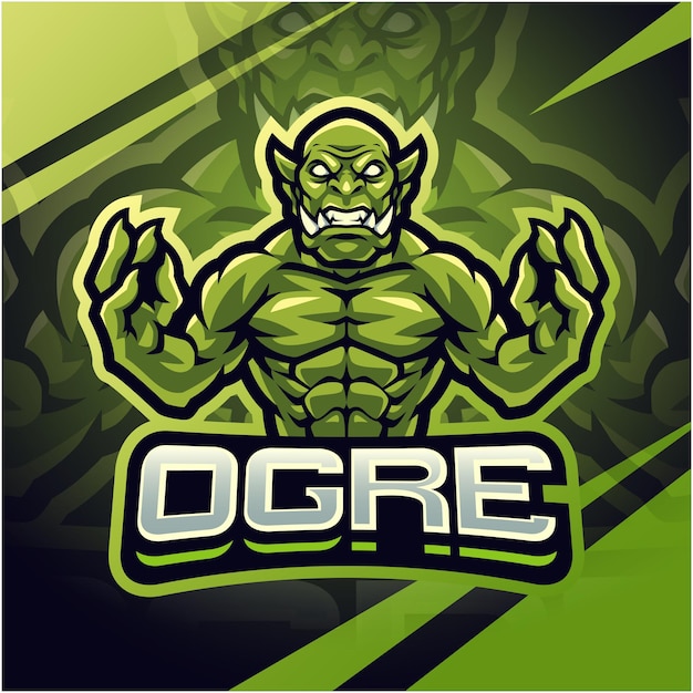 Diseño de logotipo de mascota de esport de luchador ogro