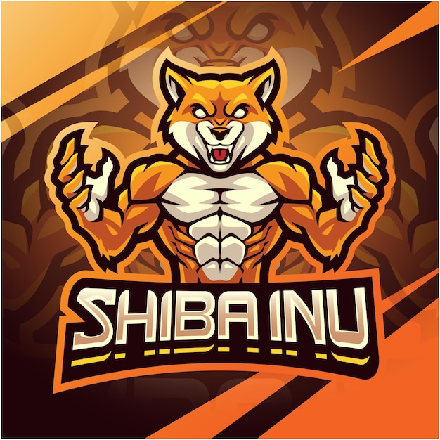 Diseño de logotipo de mascota de esport de luchador shibainu