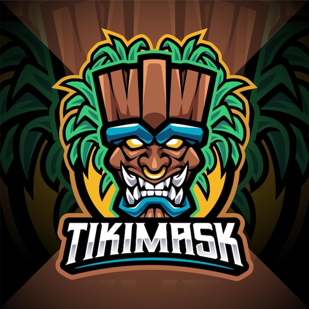 Diseño de logotipo de mascota de esport de máscara tiki