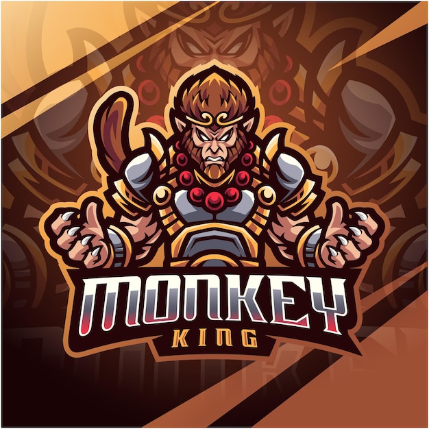 Diseño de logotipo de mascota de esport rey mono
