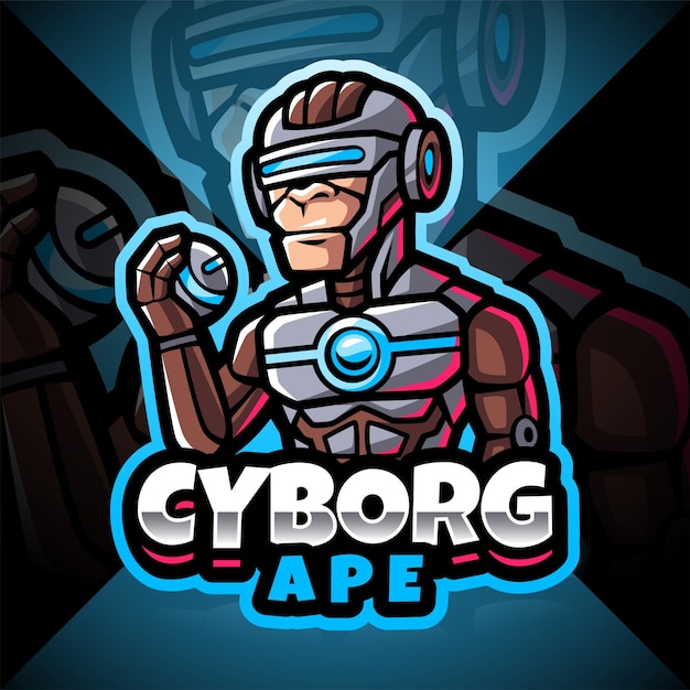 Diseño de logotipo de mascota de esport de simio cyborg