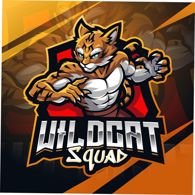 Diseño de logotipo de mascota de esport wildcat squad