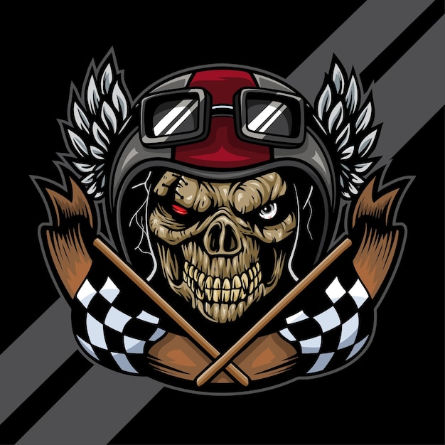 Diseño del logotipo de la mascota de esports Skull zombie rider