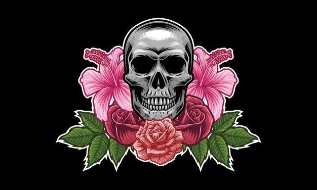 Diseño de logotipo de mascota de flor de calavera