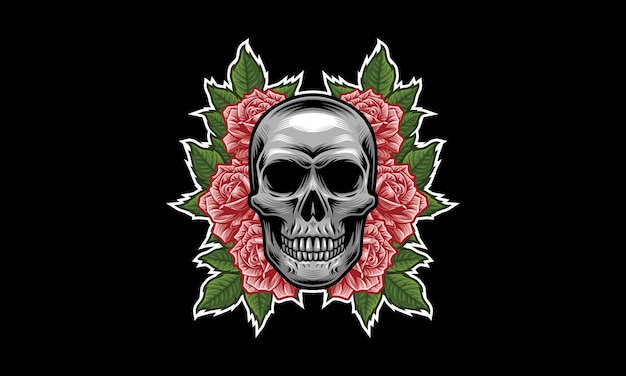 Diseño de logotipo de mascota de flor de calavera