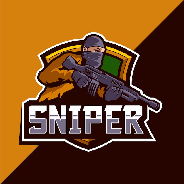 Diseño de logotipo de mascota de francotirador esport