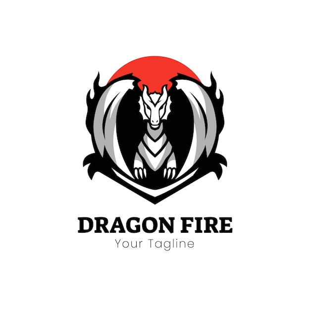 Diseño del logotipo de la mascota del fuego del dragón