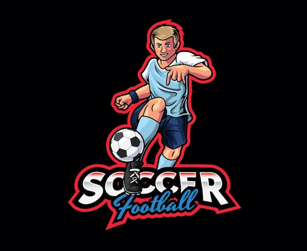 Vector diseño de logotipo de mascota de fútbol de fútbol