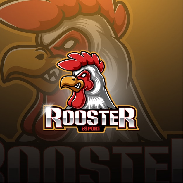 Diseño de logotipo de mascota de gallo esport