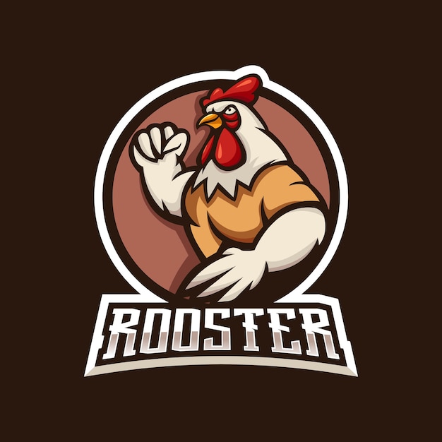 Diseño de logotipo de mascota de gallo fuerte