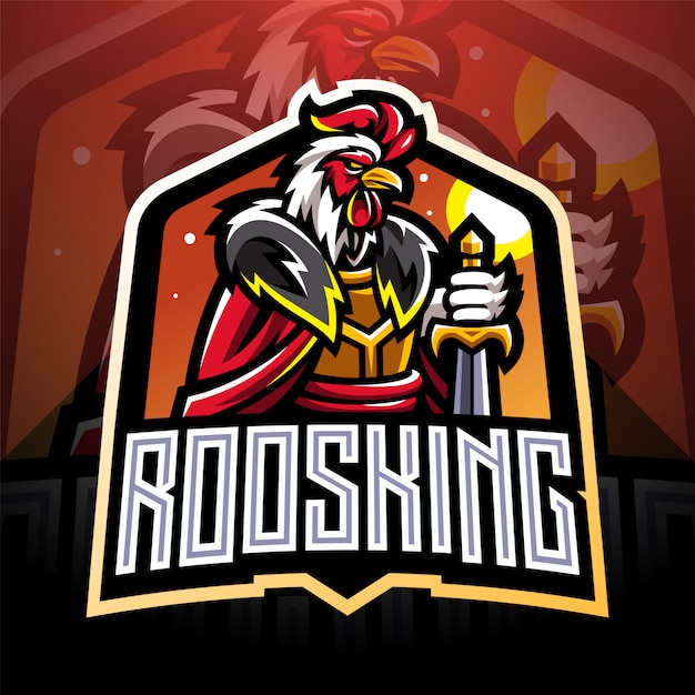 Diseño de logotipo de mascota de gallo rey esport