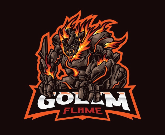 Diseño del logotipo de la mascota del Golem de fuego