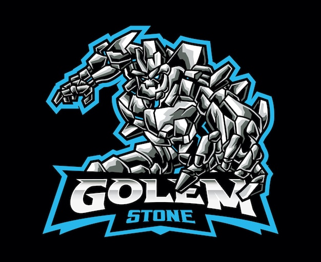 Diseño de logotipo de mascota golem de piedra