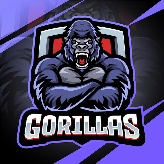 Diseño de logotipo de mascota de gorila esport