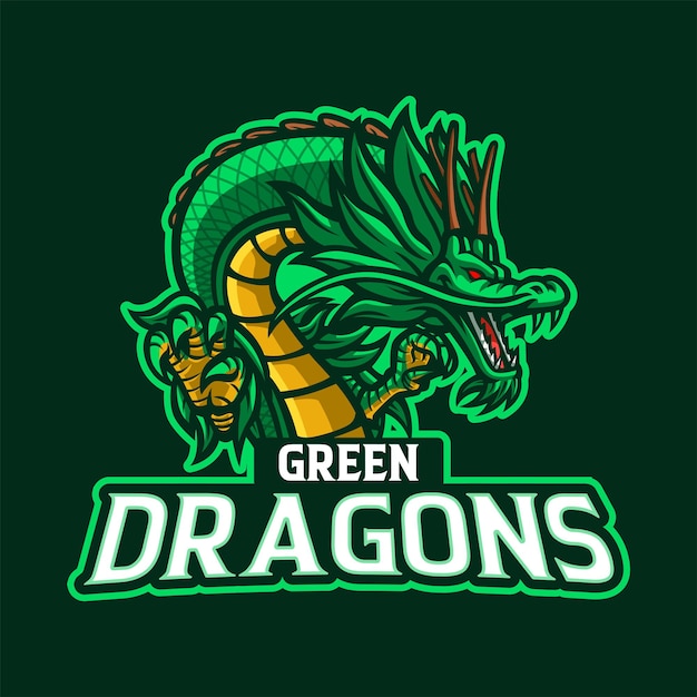 Diseño de logotipo de mascota green dragon