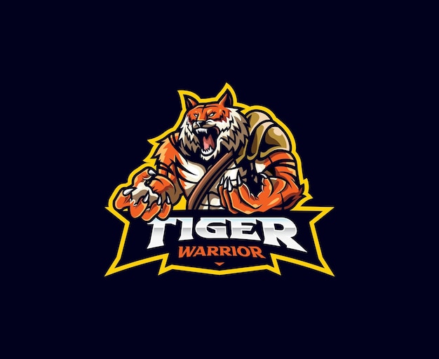 Diseño de logotipo de mascota de guerrero tigre