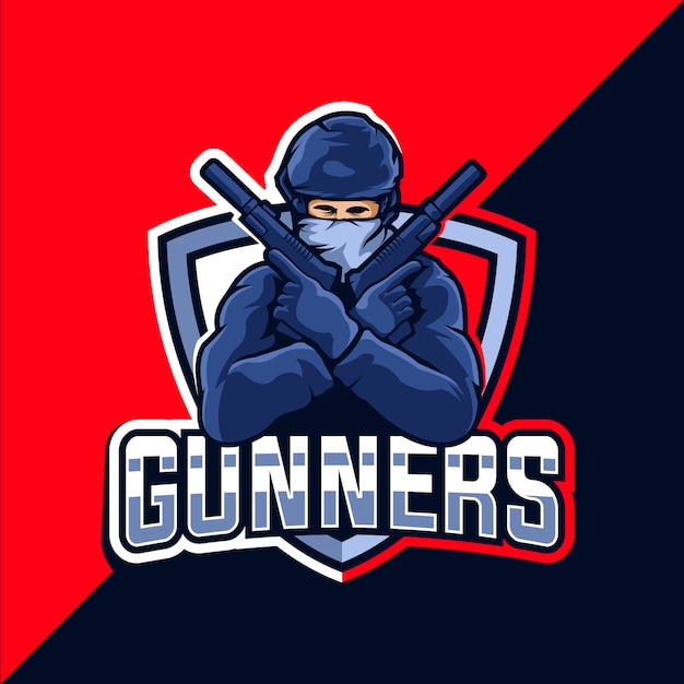 Diseño de logotipo de mascota gunner esport