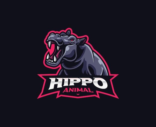 Diseño de logotipo de mascota hipopótamo