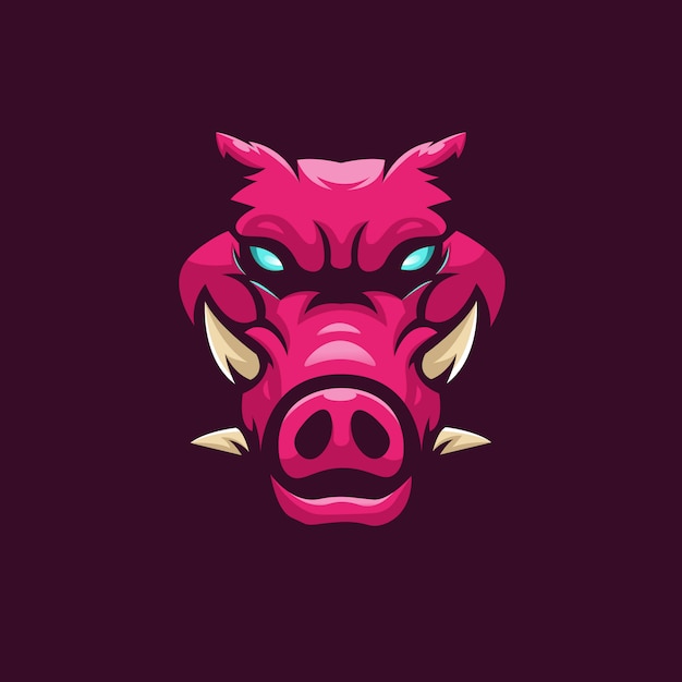 Diseño de logotipo de mascota hog con estilo de concepto de ilustración moderno para impresión de insignias, emblemas y camisetas. jabalí de cuatro cuernos