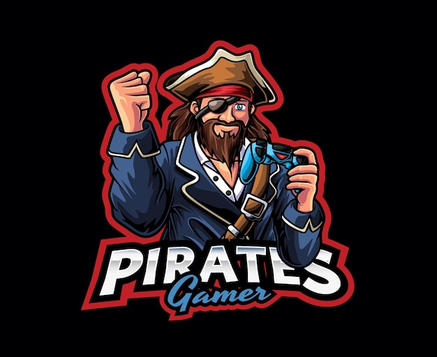 Diseño de logotipo de mascota de jugador de piratas