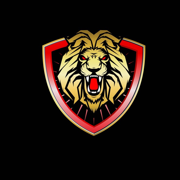 Vector diseño de logotipo de mascota león aislado en negro