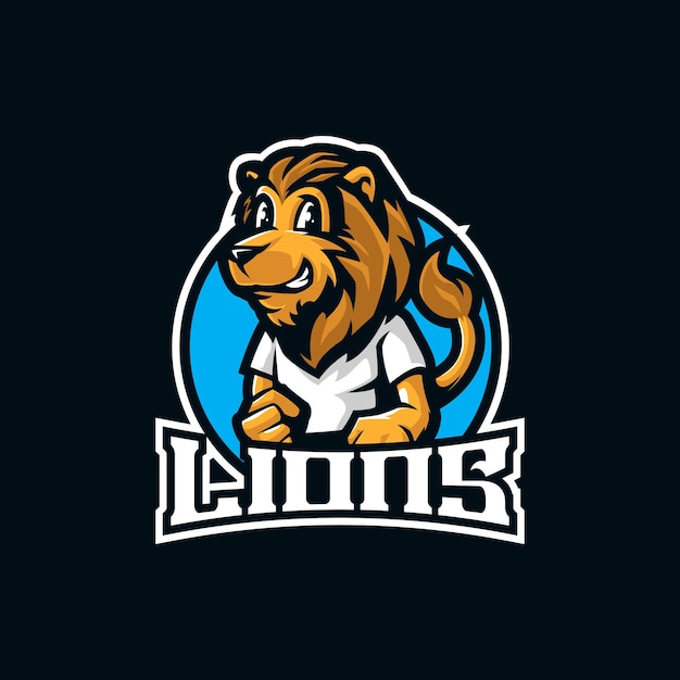 Diseño del logotipo de la mascota del león con un estilo de concepto de ilustración moderno para la impresión de insignias, emblemas y camisetas. ilustración de león inteligente.