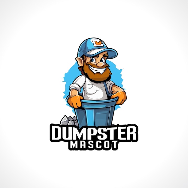 Diseño de logotipo de mascota de limpiador de basura