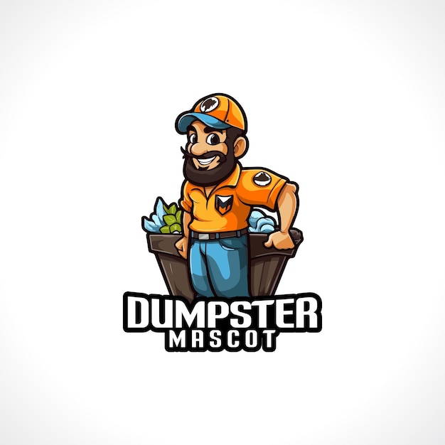 Diseño de logotipo de mascota de limpiador de basura