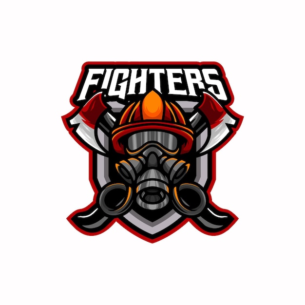Diseño de logotipo de mascota de luchador esport
