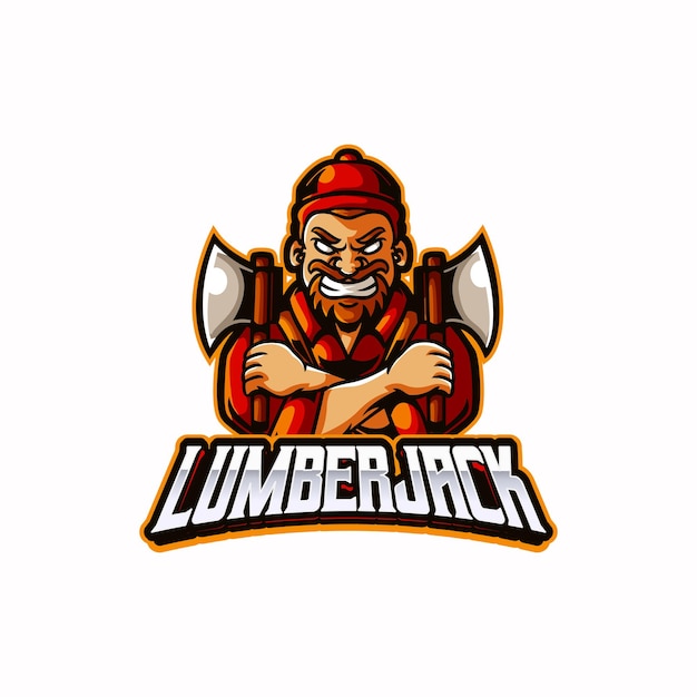 Diseño del logotipo de la mascota de Lumberjack esport
