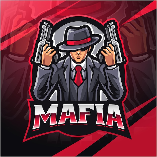 Vector diseño del logotipo de la mascota de mafia esport