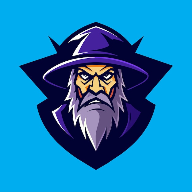 Diseño de logotipo de mascota de mago Ilustración de vector de mago