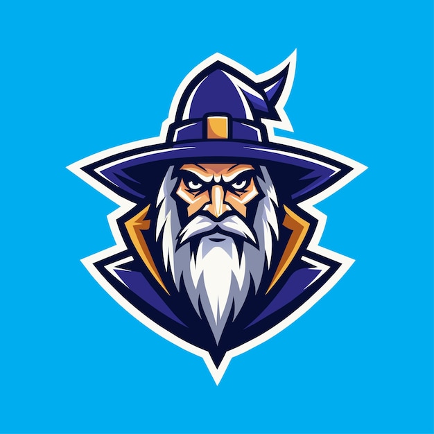 Diseño de logotipo de mascota de mago Ilustración de vector de mago