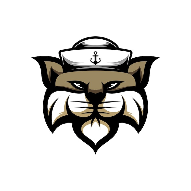 Diseño de logotipo de mascota de marinero de gato