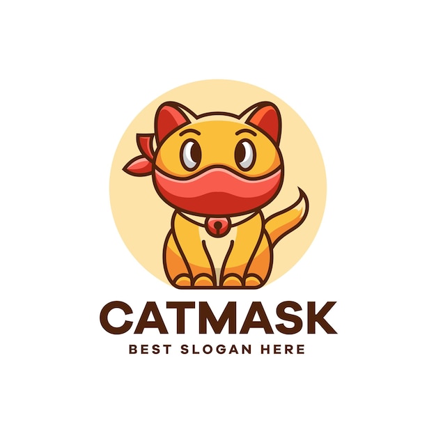 Diseño de logotipo de mascota de máscara de gato